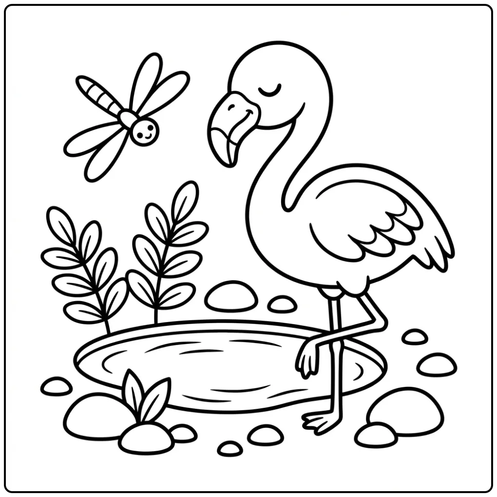 Fun Flamingo Easy for Children coloring page