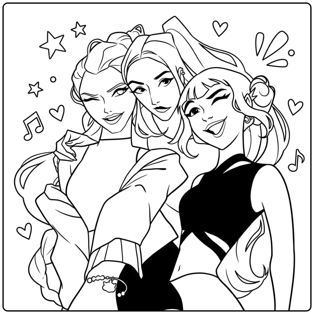 Fun KPop Demon Hunters Girls coloring page