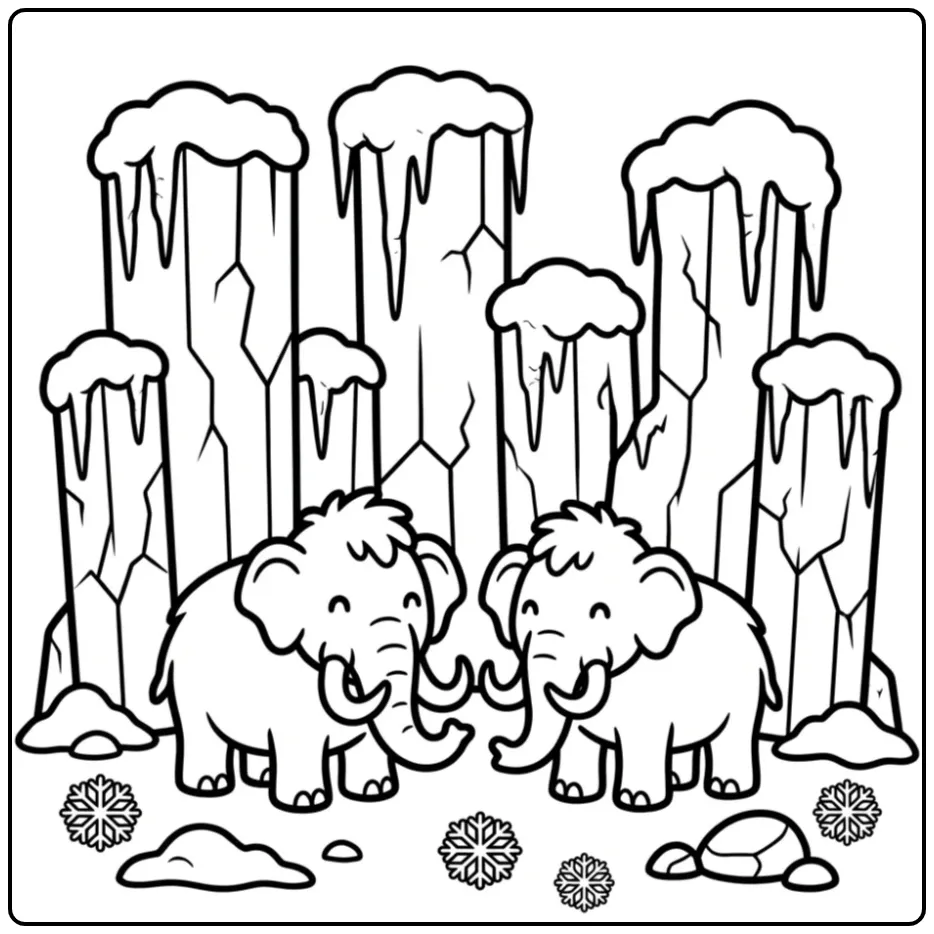 Fun Mammoth Ice and Snow coloring page