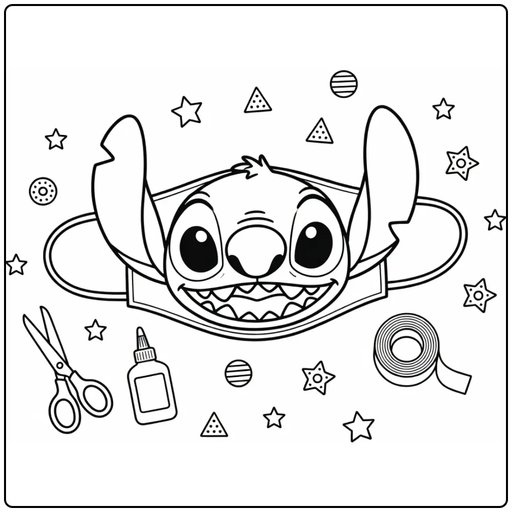 Fun Stitch Mask Craft Supplies coloring page