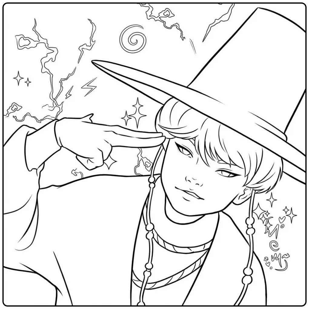 Magical KPop Demon Hunters Baby Saja Drawing coloring page