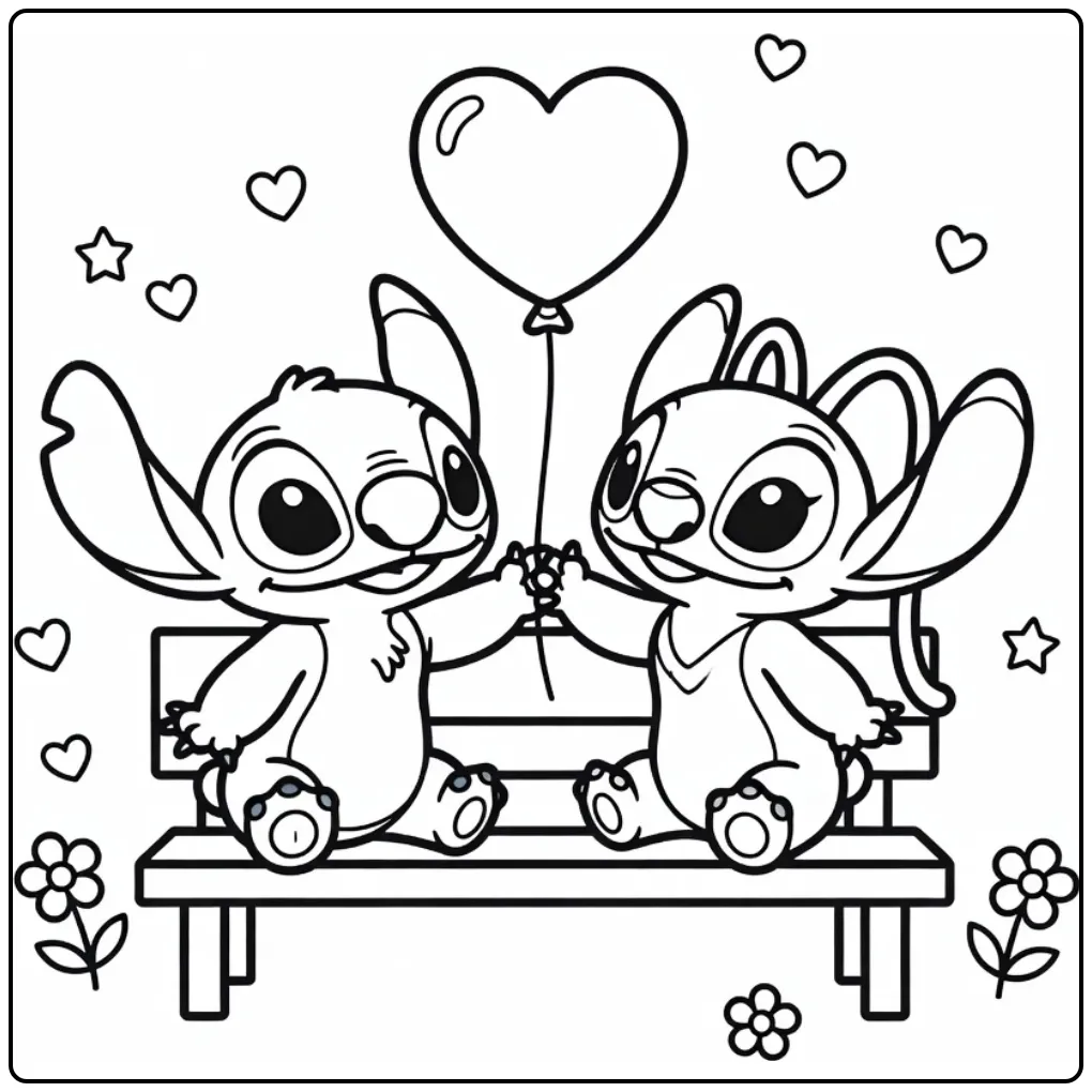 Easy Stitch and Angel in the Park coloring page