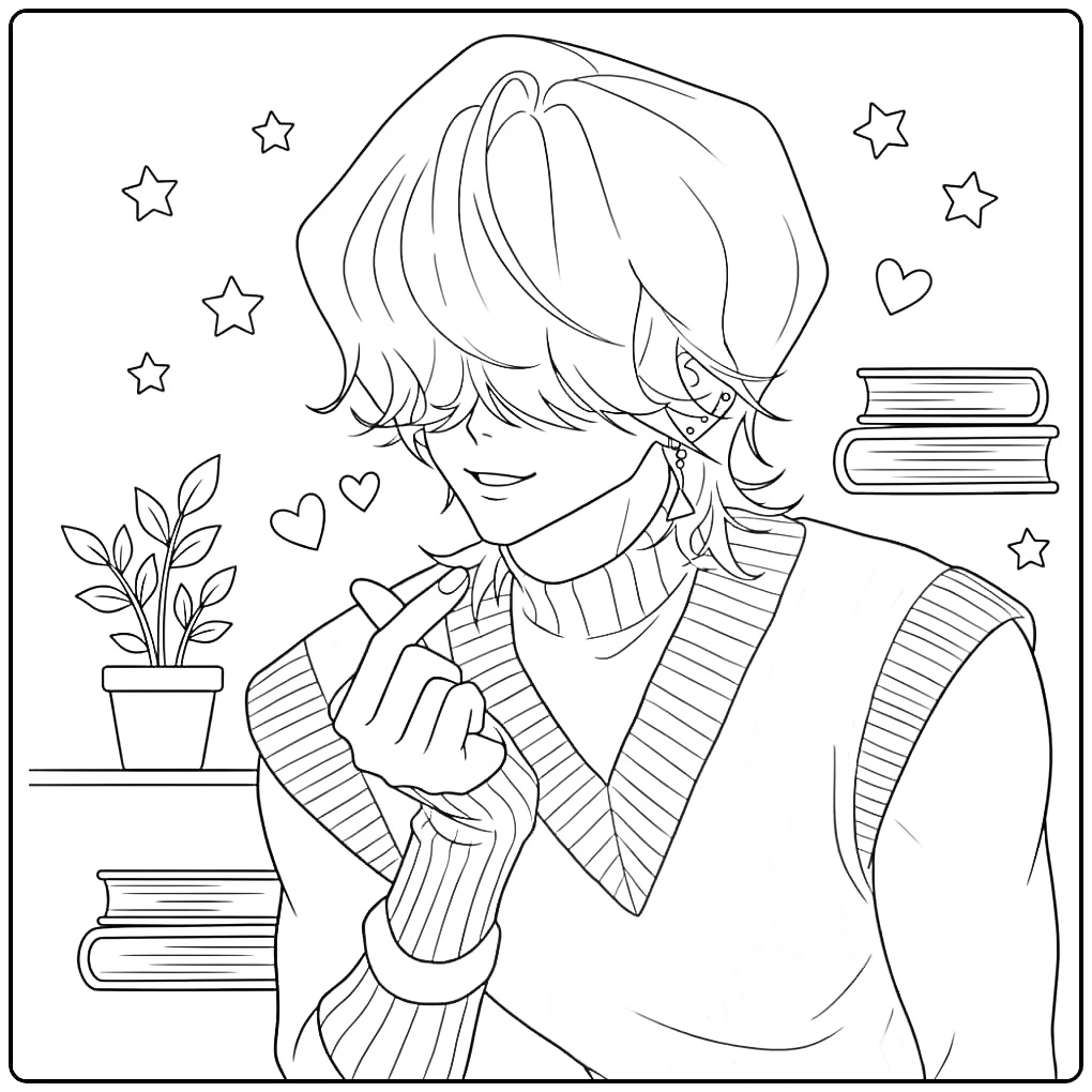Mysterious Boy KPop Demon Hunters Mystery coloring page