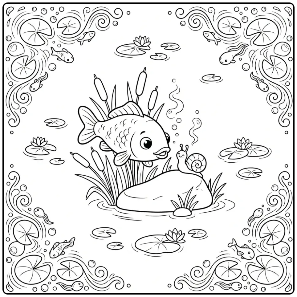 Underwater World Carp for Children coloring page