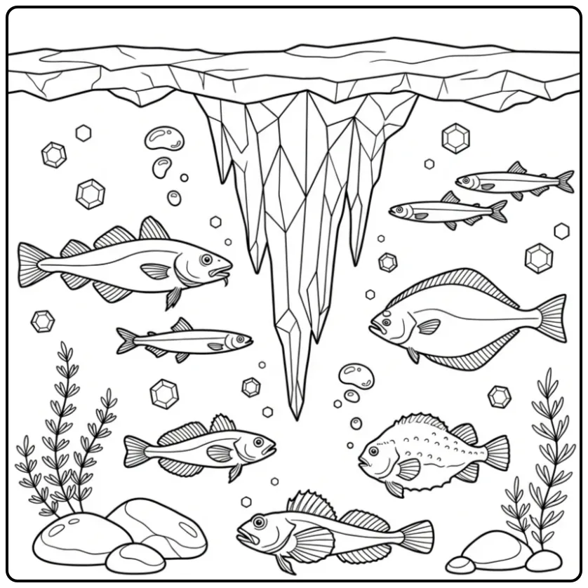 Polar Region Underwater Fish World coloring page