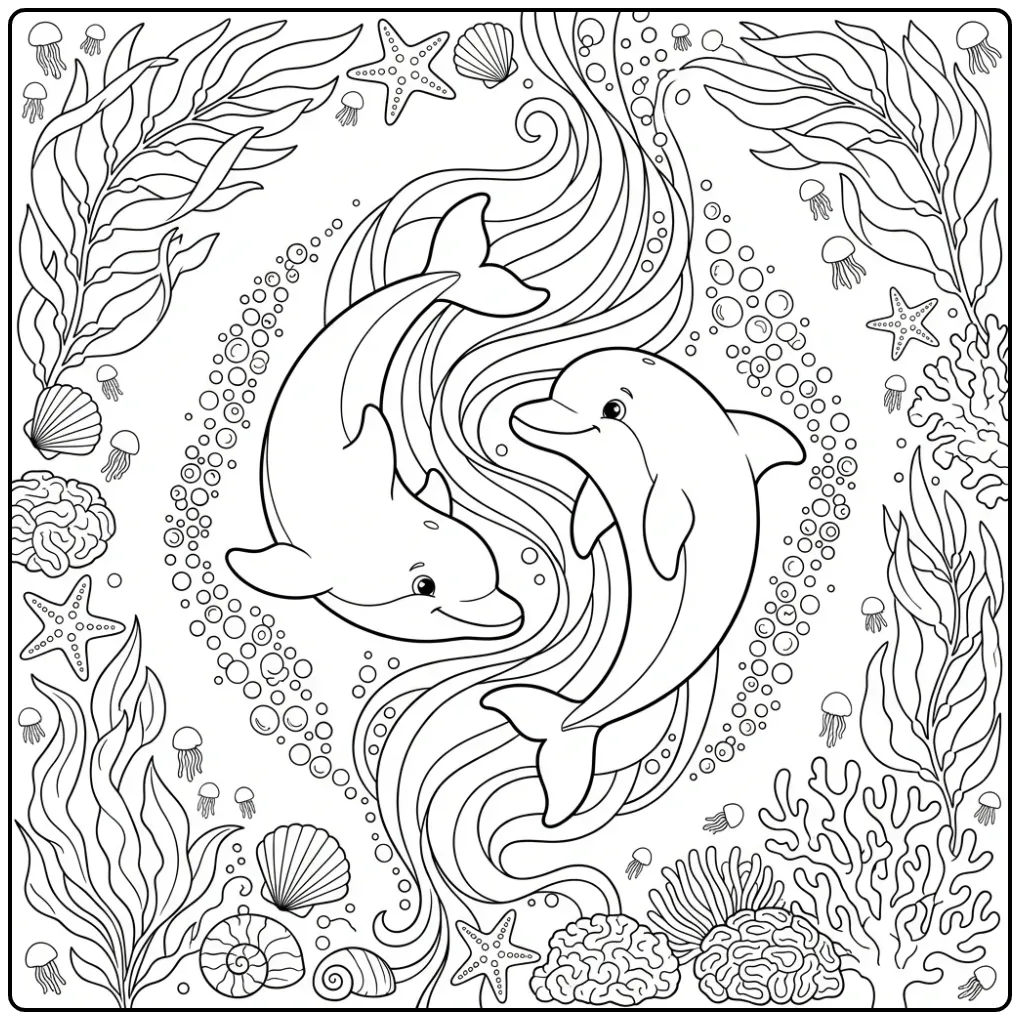 Detailed Dolphin for Older Children coloring page