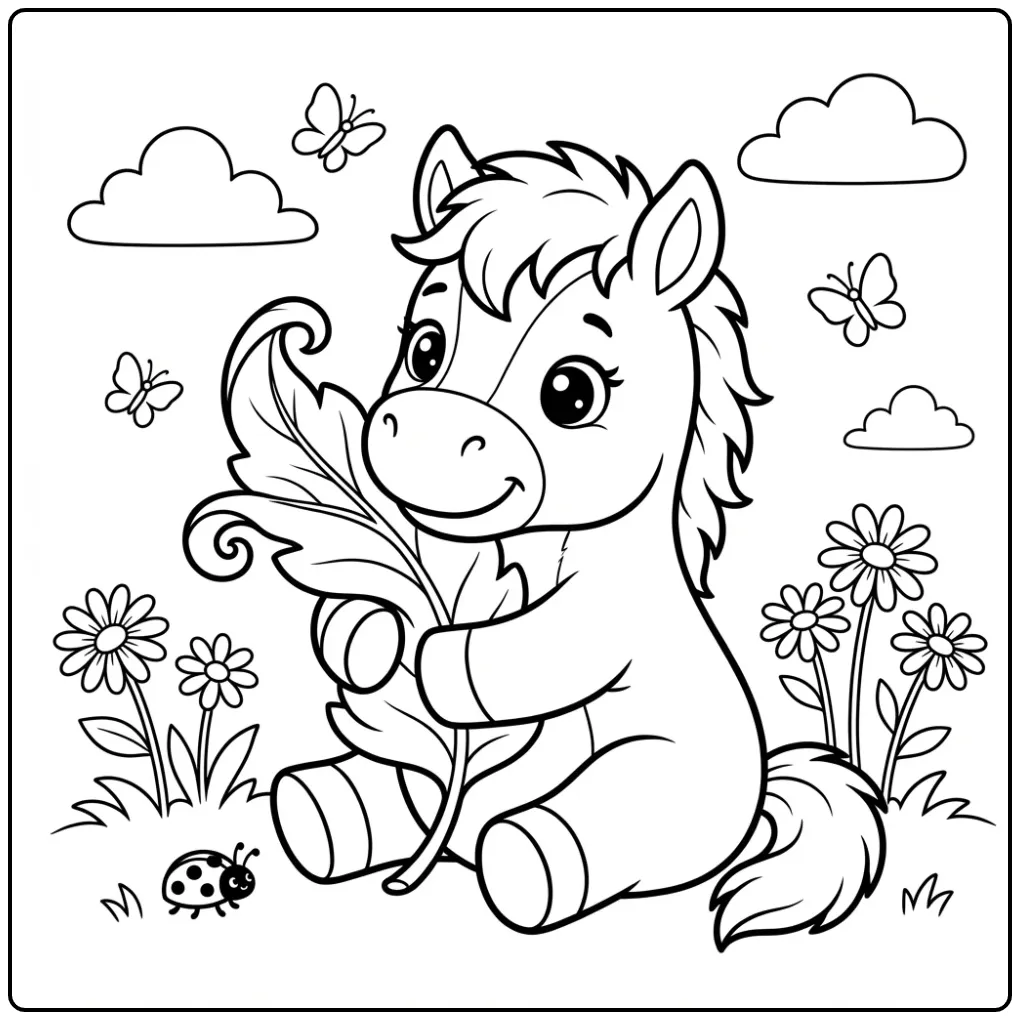 Print This Cute Foal in the Meadow coloring page