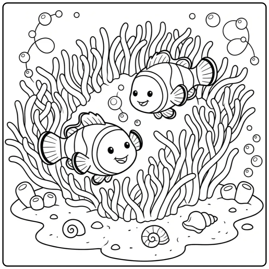 Printable Clownfish in the Underwater World coloring page