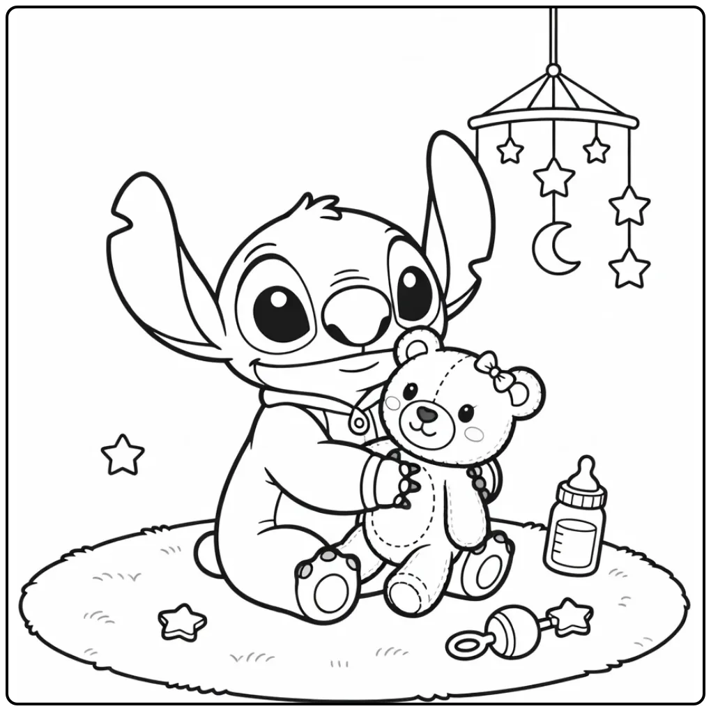 Cute Baby Stitch Teddy Bear coloring page