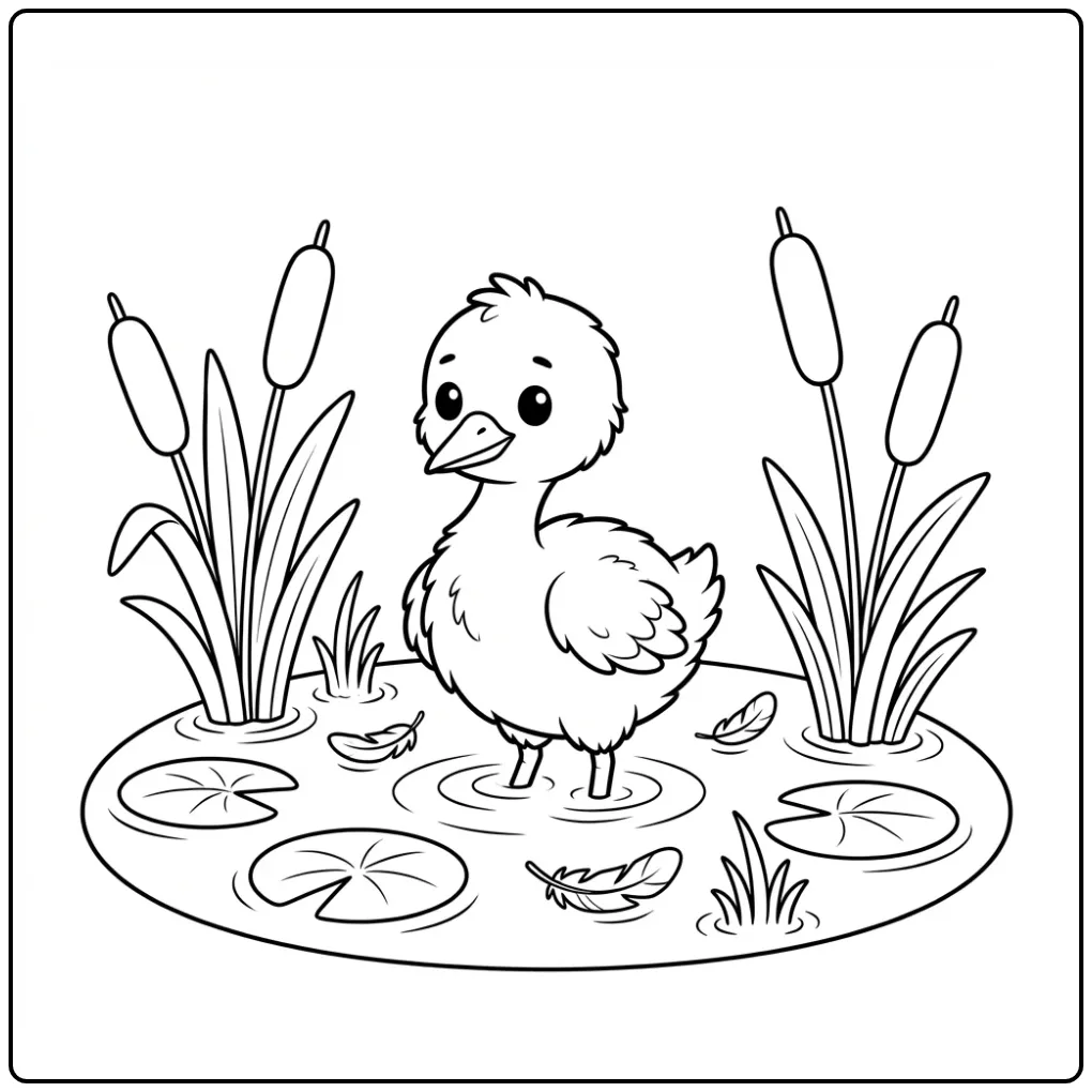 Cute Baby Stork in the Water coloring page