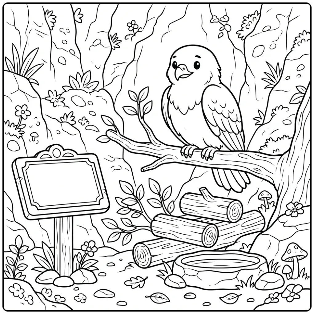 Cute Buzzard in a Zoo coloring page