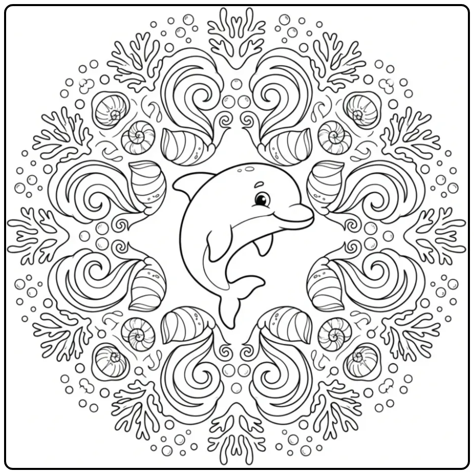 Cute Dolphin Mandala coloring page