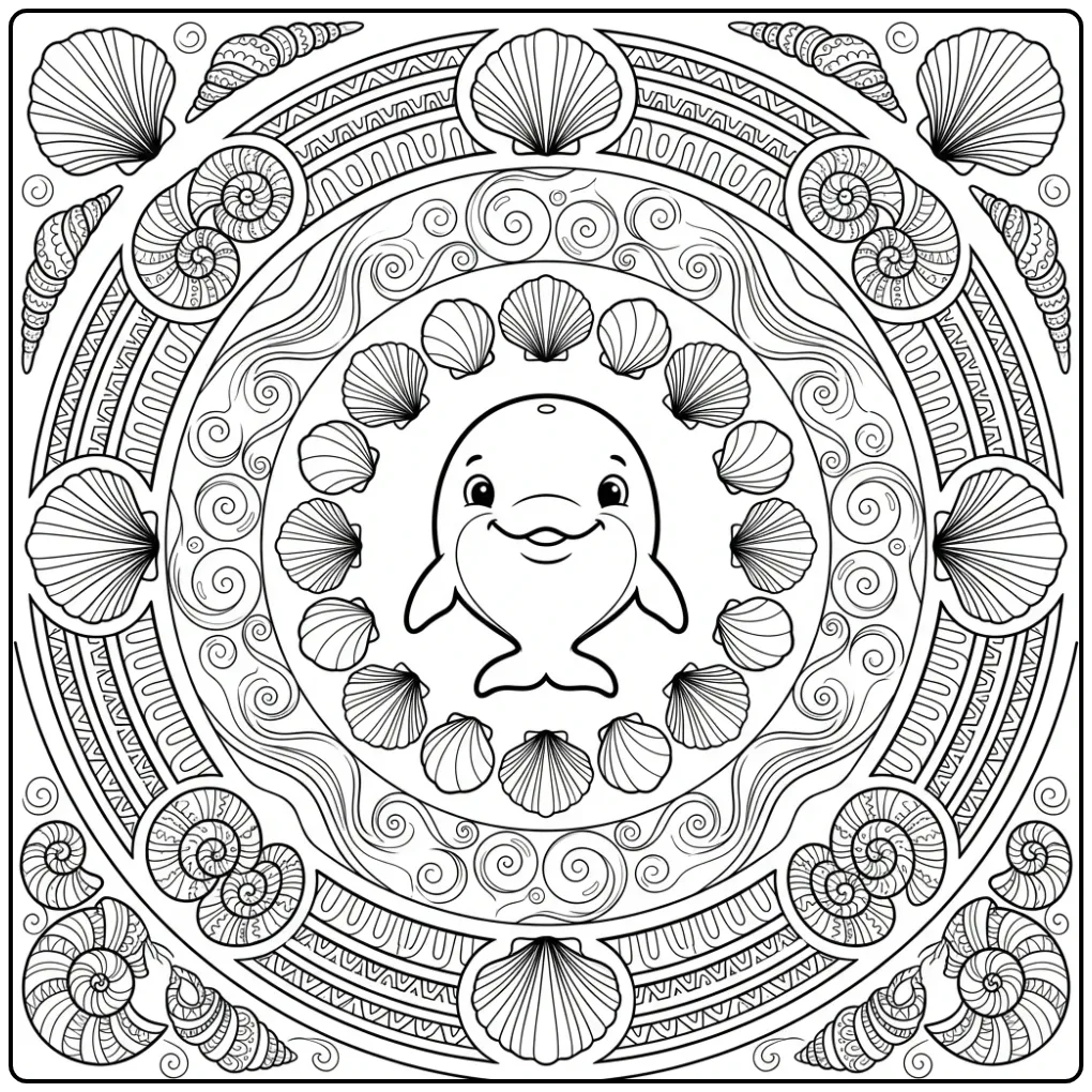 Cute Dolphin Mandala for Creative Children coloring page