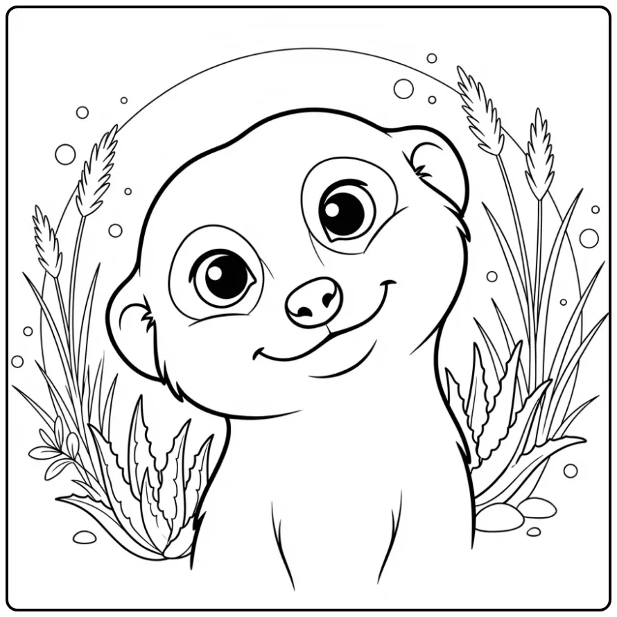 Meerkat coloring page showing a close-up meerkat