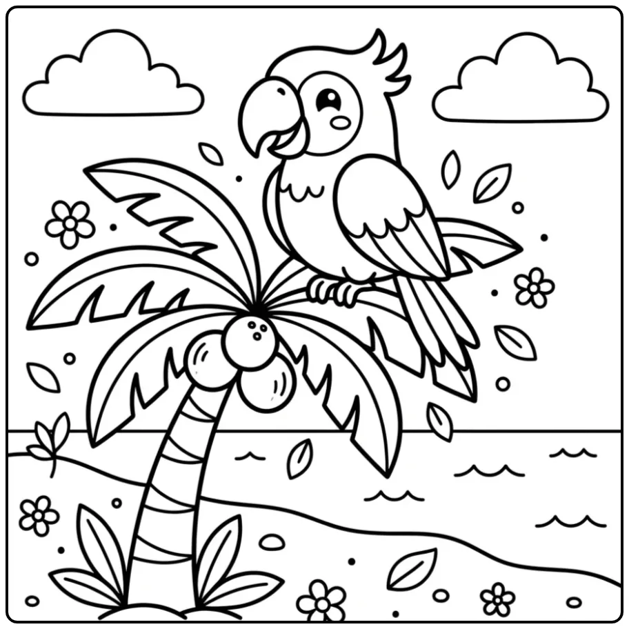 Cute Easy Parrot for Children coloring page