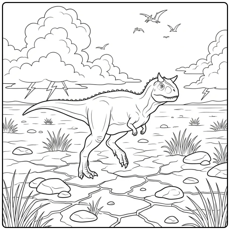 Exciting Carnotaurus Cracks in the Earth coloring page