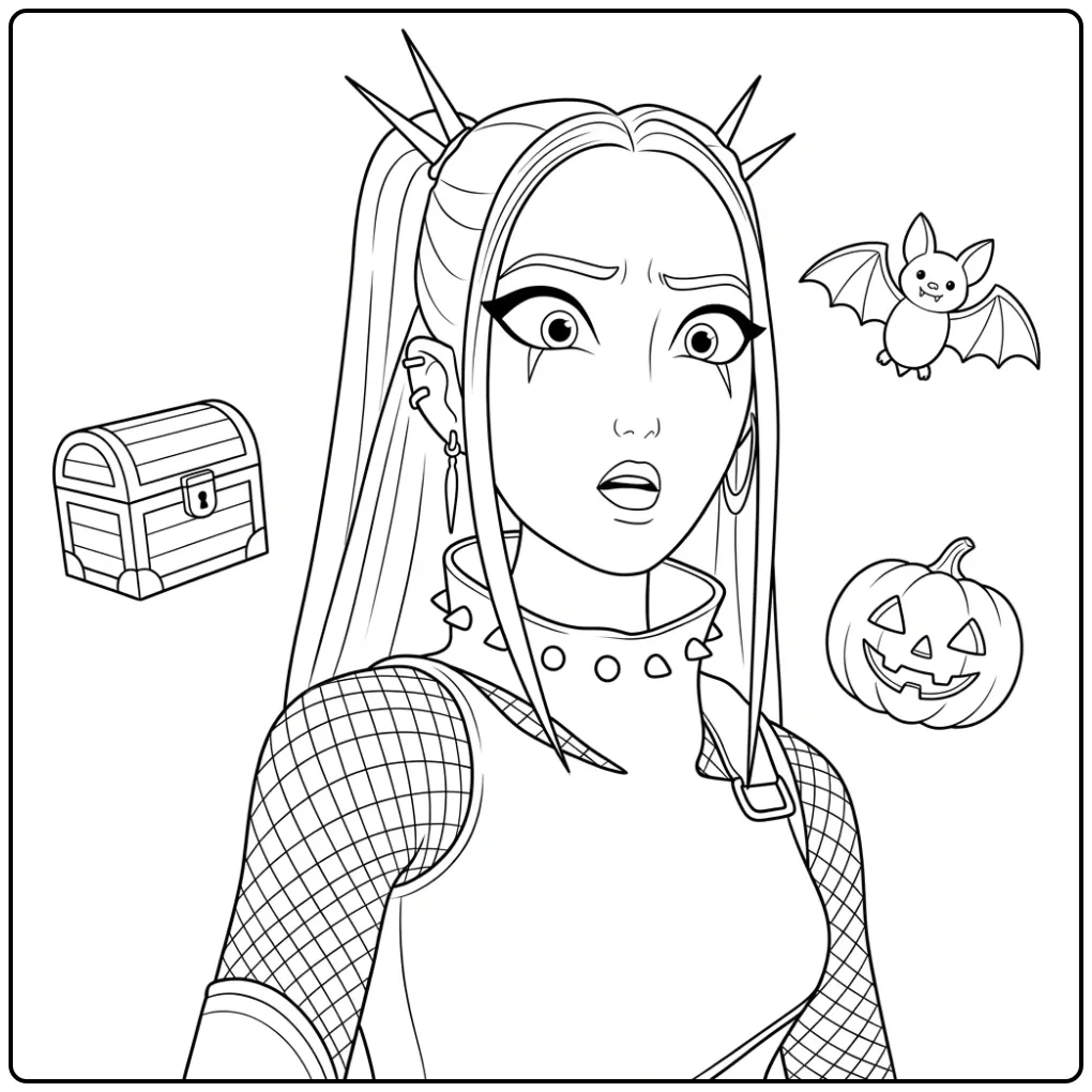 Exciting KPop Demon Hunters Mira and Halloween coloring page