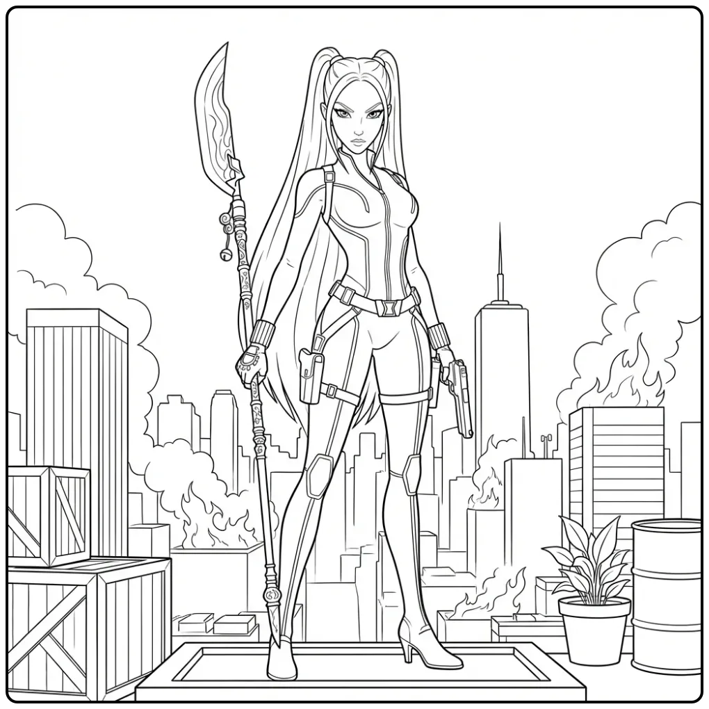 Exciting KPop Demon Hunters Mira in the City coloring page