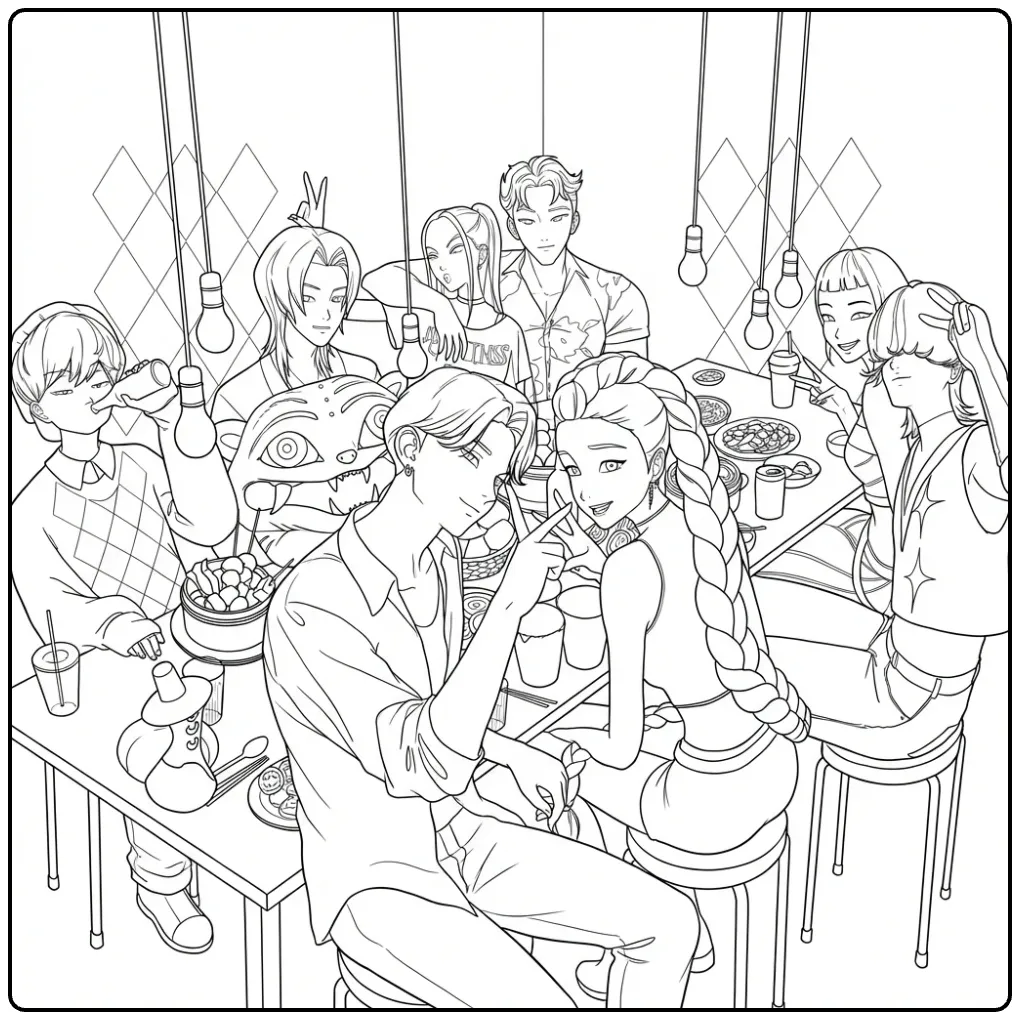 Exciting KPop Demon Hunters for Fans coloring page