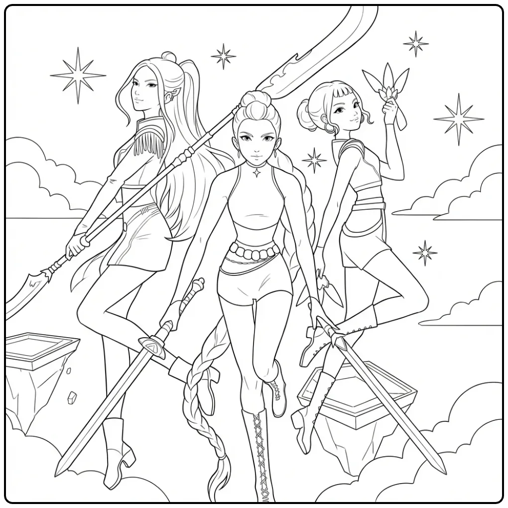 Tough KPop Demon Hunters Color You Own Adventure coloring page