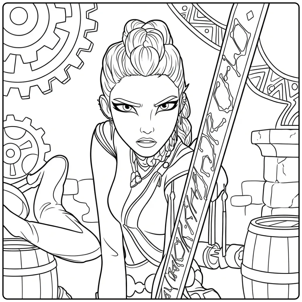 Tough KPop Demon Hunters Rumi for Fans coloring page