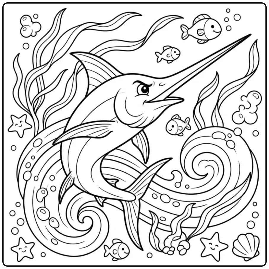 Tough Racing Swordfish coloring page