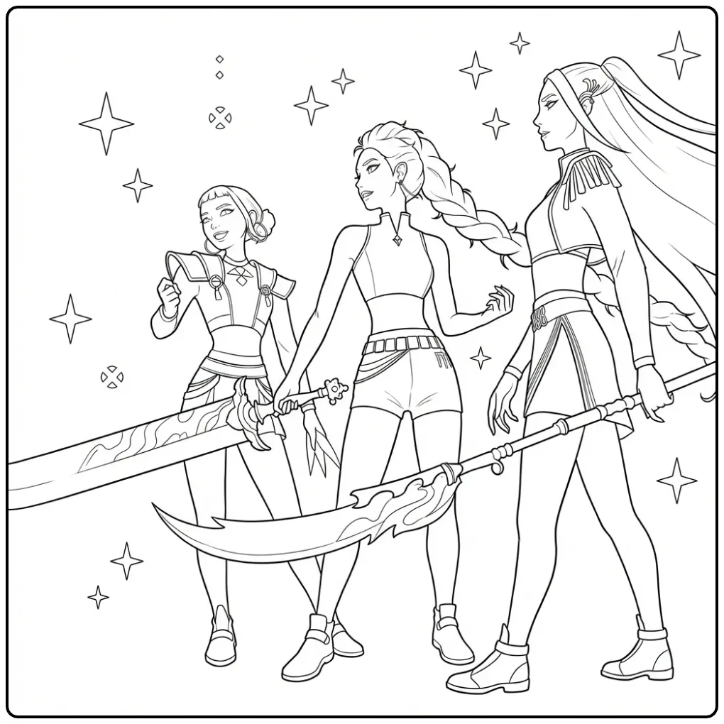 Tough KPop Demon Hunters for Fans coloring page