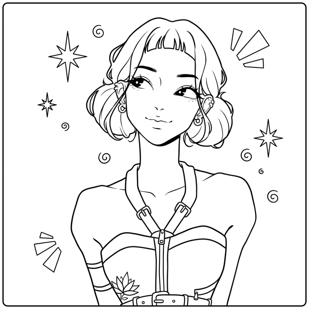 Tough KPop Demon Hunters Zoey coloring page