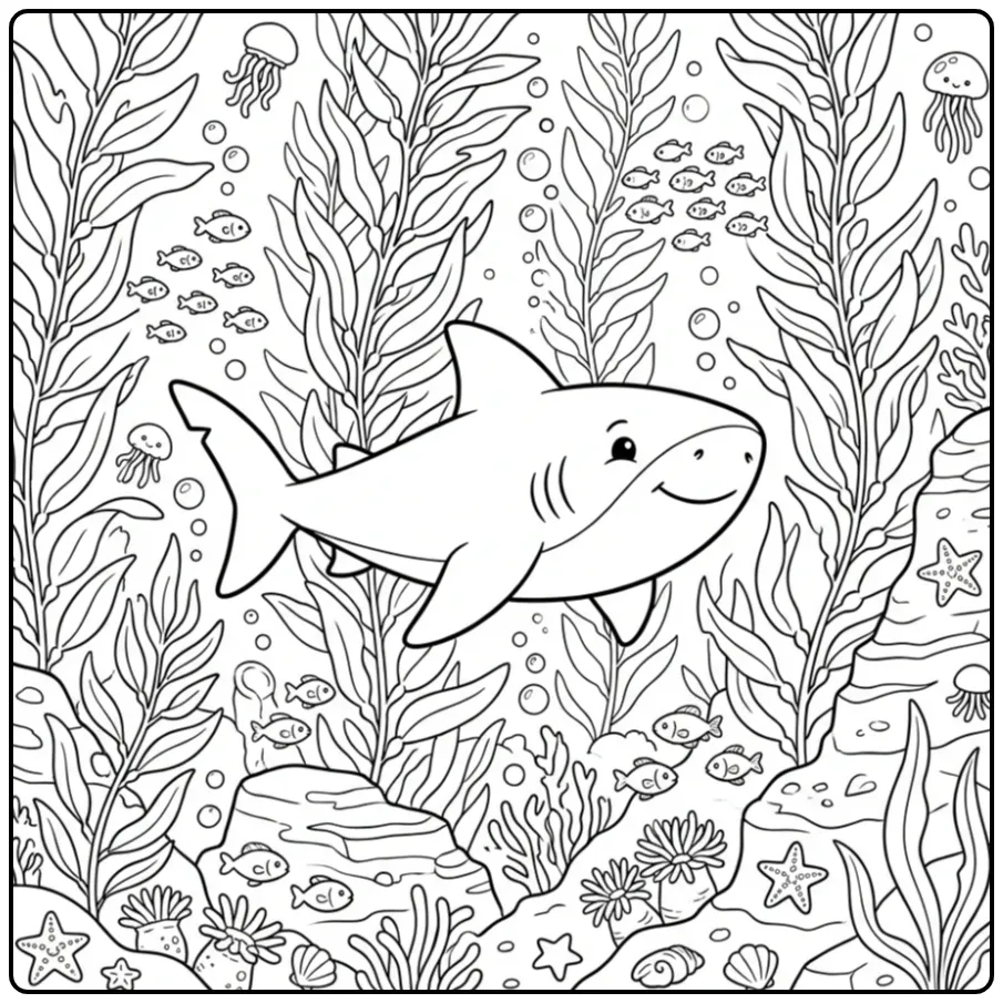 Challenging Shark Detailed for Children coloring page