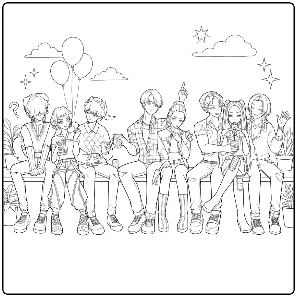 Unique KPop Demon Hunters coloring page