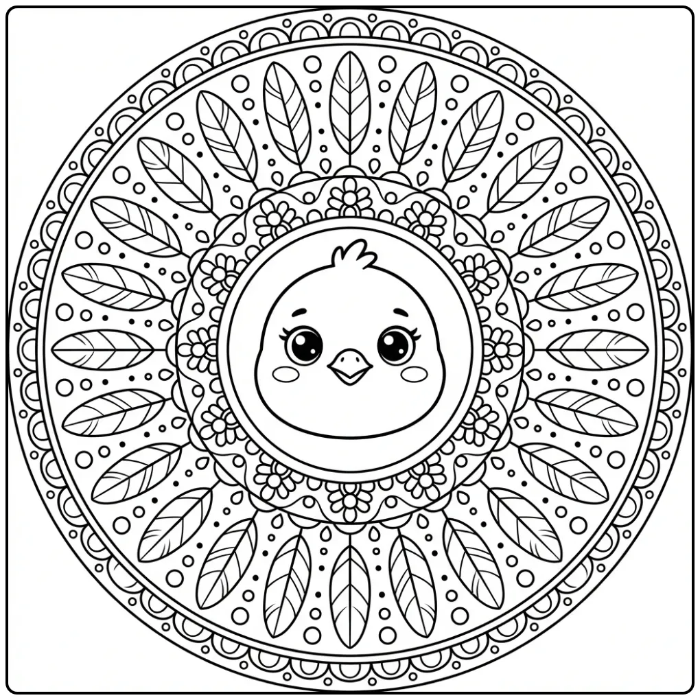 Unique Mandala Bird in Symmetrical Style coloring page