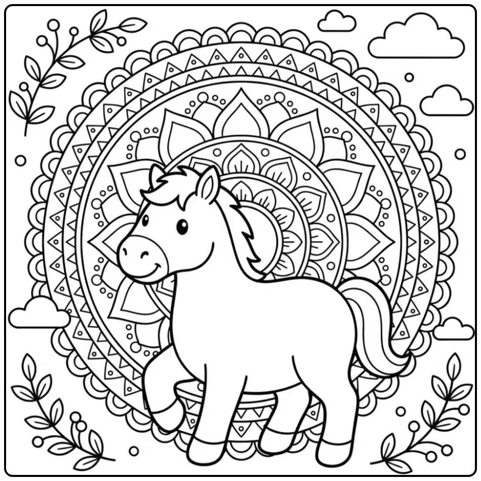 Unique Mandala Horse with Graceful Patterns coloring page