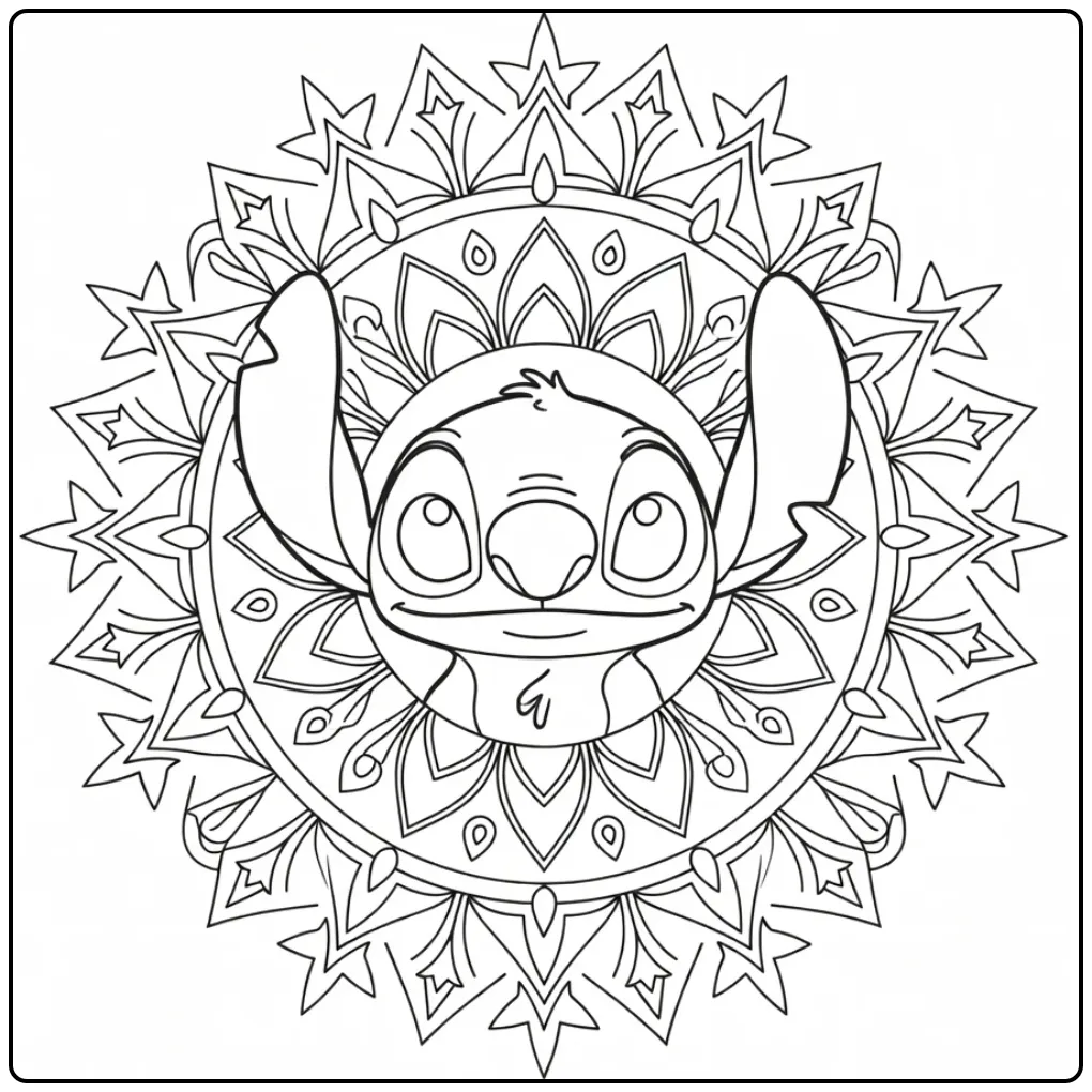 Unique Stitch Mandala with Geometric Shapes coloring page
