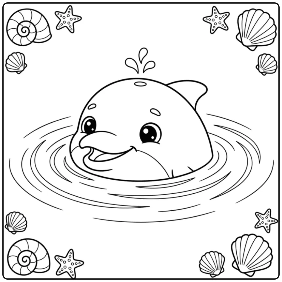 Cheerful Dolphin Easy Print for Kids coloring page