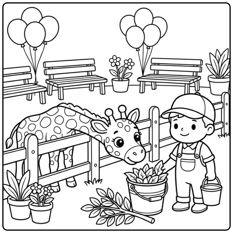 Cheerful Giraffe in the Zoo coloring page