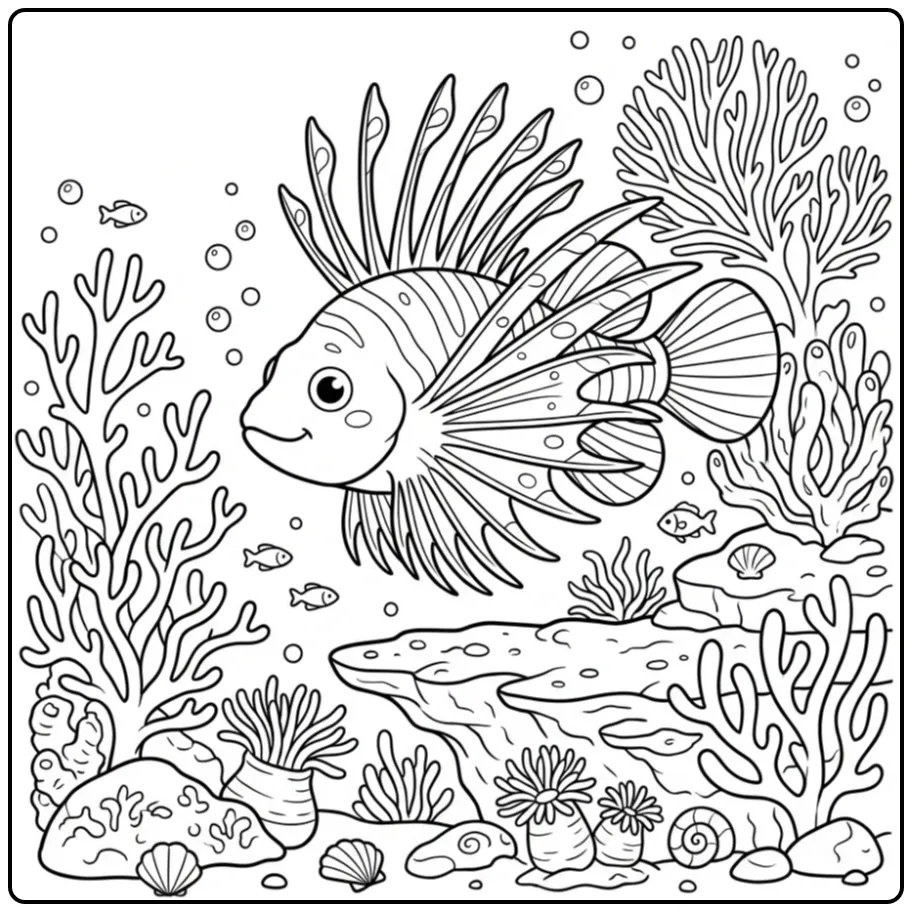 Cheerful Koraalduivel Fish on the Reef coloring page