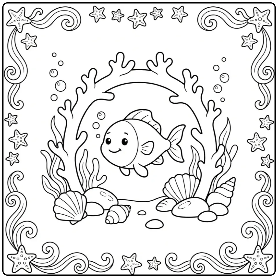 Cheerful Fish Simple for Children coloring page