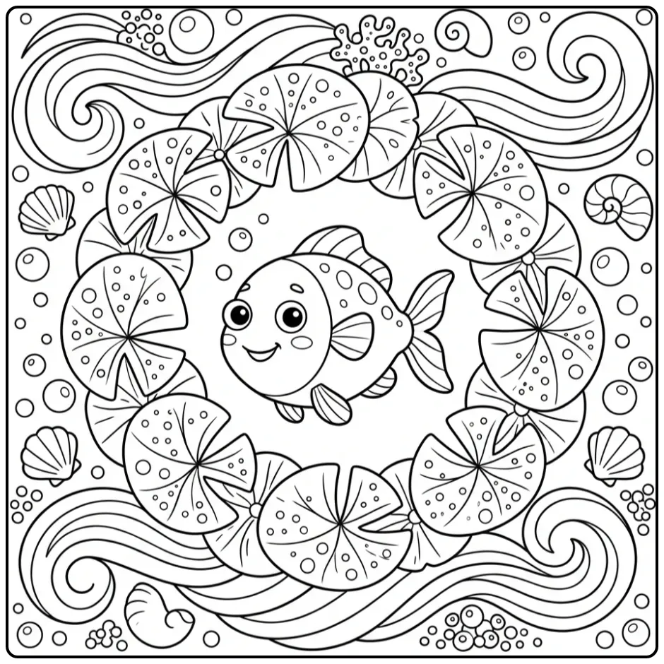 Cheerful Fish Simple for Children coloring page