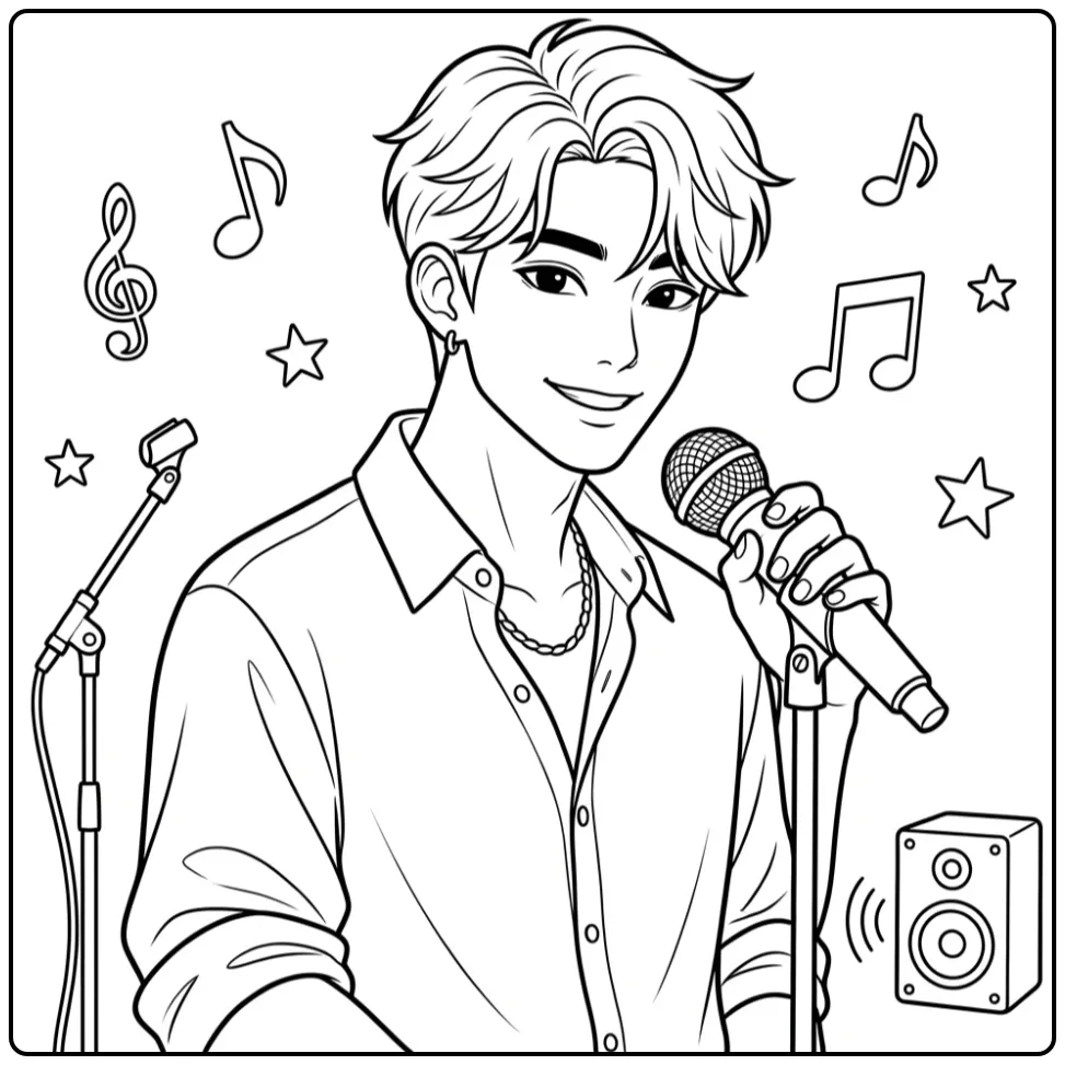 Singing Jinu KPop Demon Hunters for Fans coloring page