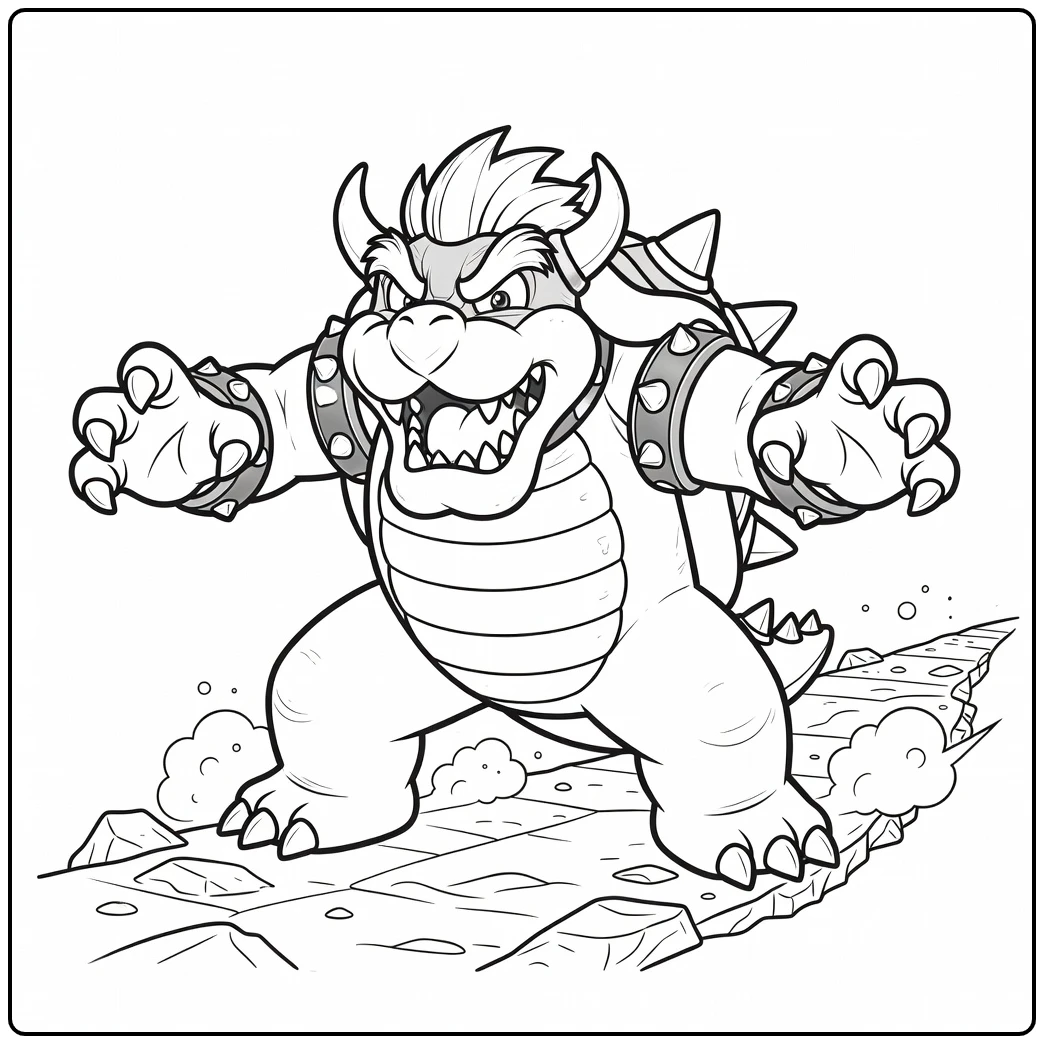 Attacking Bowser coloring page