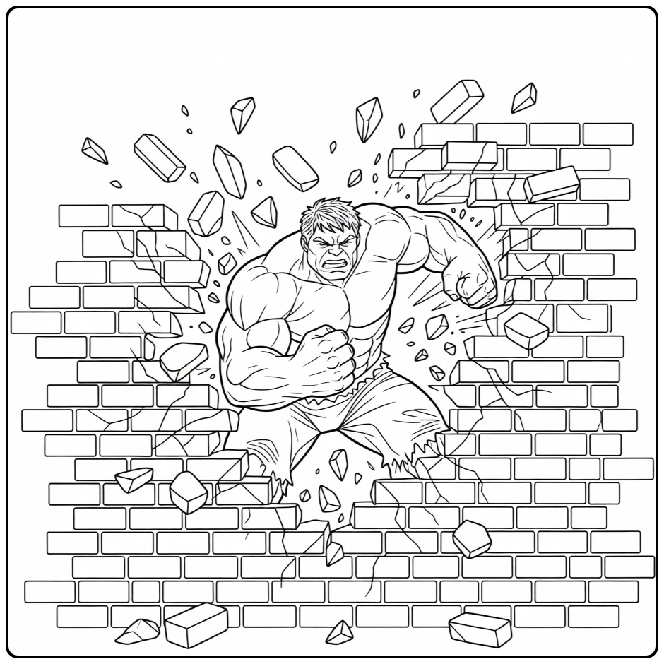 Action Hulk Flying Stone and Big Fists coloring page