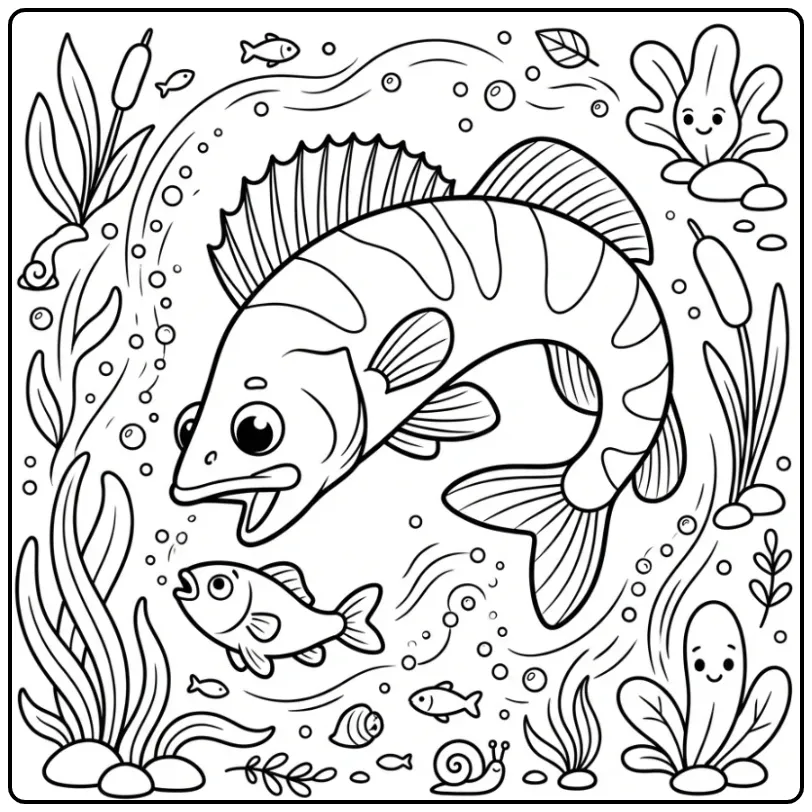Active Zander in the River coloring page