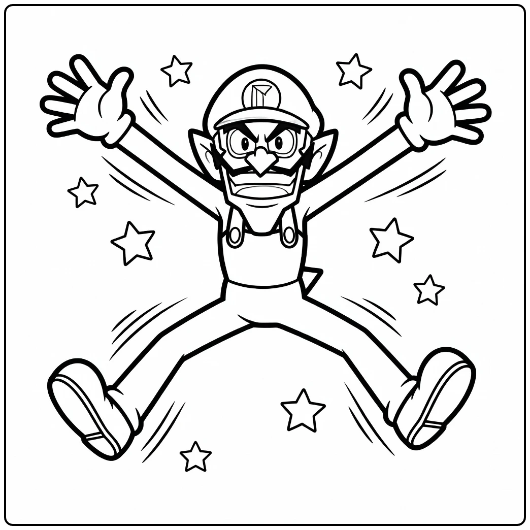 Active Waluigi Full of Energy coloring page