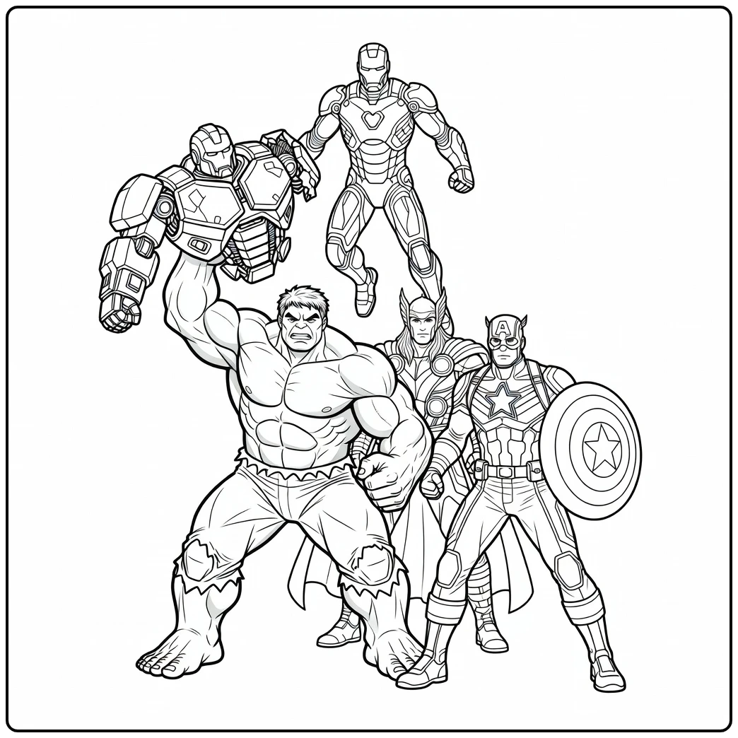 Action-packed Avengers for Superheroes Fans coloring page