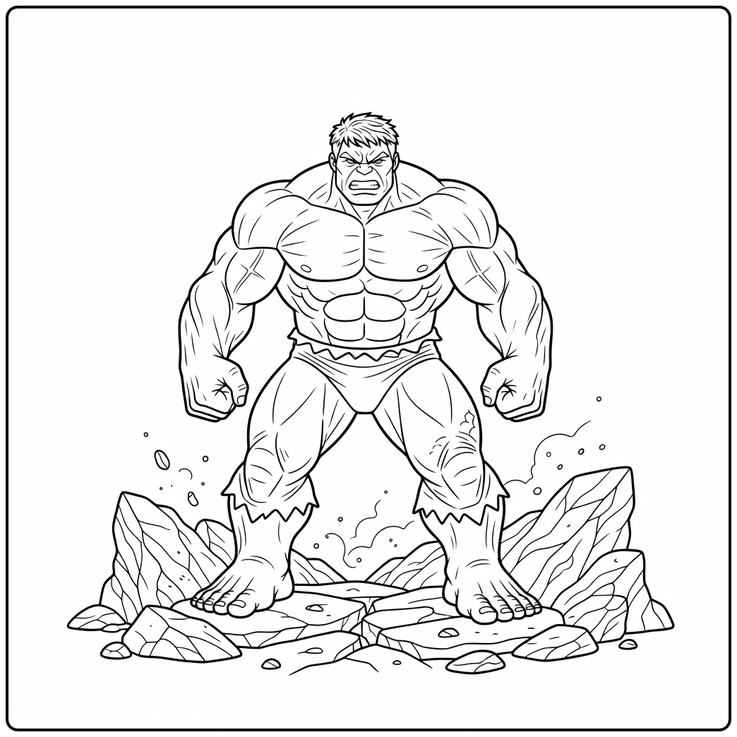 Action-packed Hulk Impressive Muscles coloring page