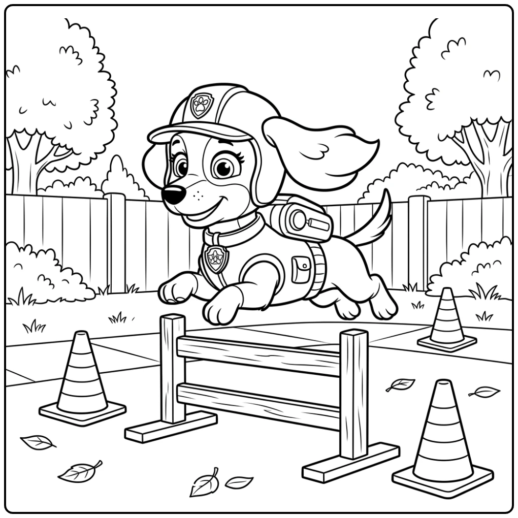 Action-packed Paw Patrol Liberty Training Jump coloring page