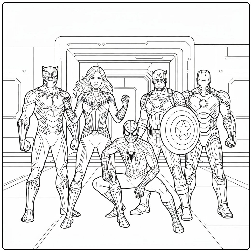 Action-packed Superheroes Marvel for Fans coloring page