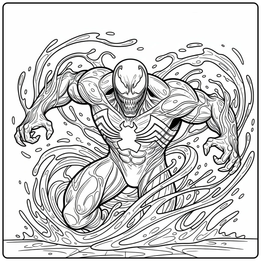Action-packed Venom Frightening Eyes coloring page