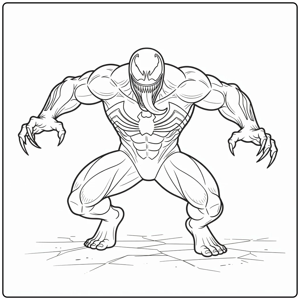 Action-packed Venom on Cracked Ground coloring page
