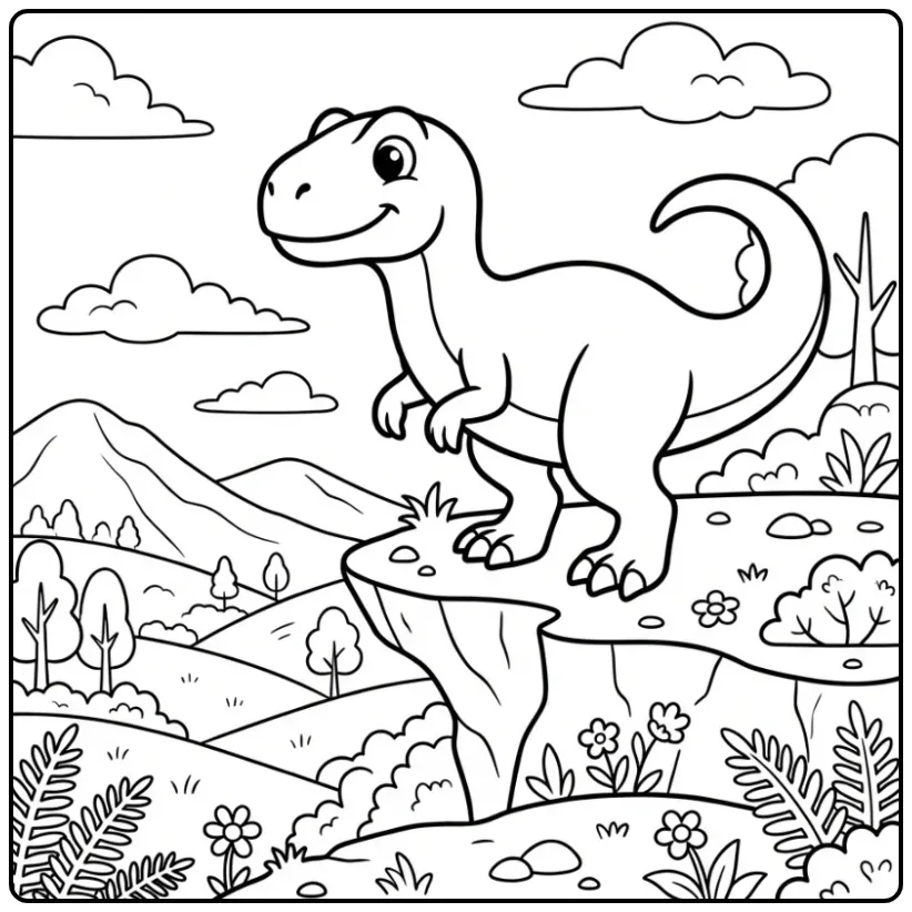 Allosaurus on the Lookout Dinosaur for Children coloring page